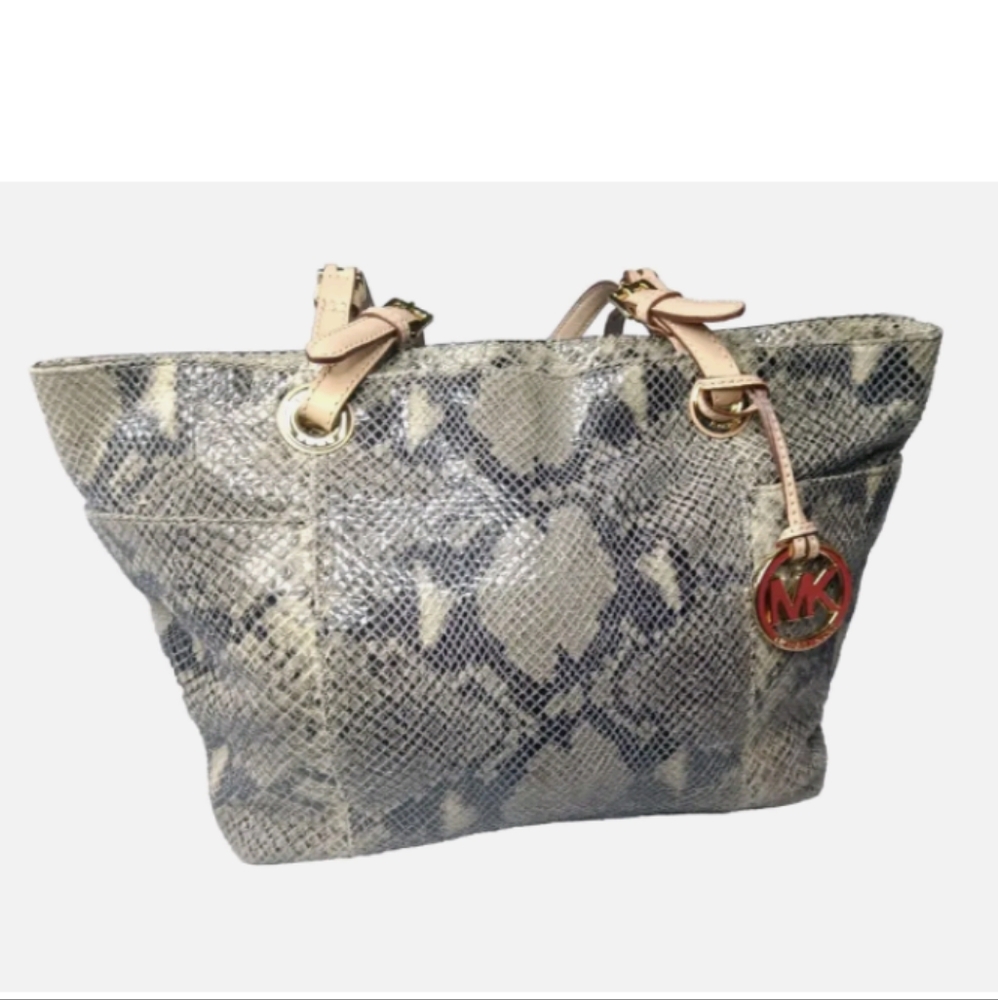 Michael Kors North South Tote Python Embossed Bei… - image 3
